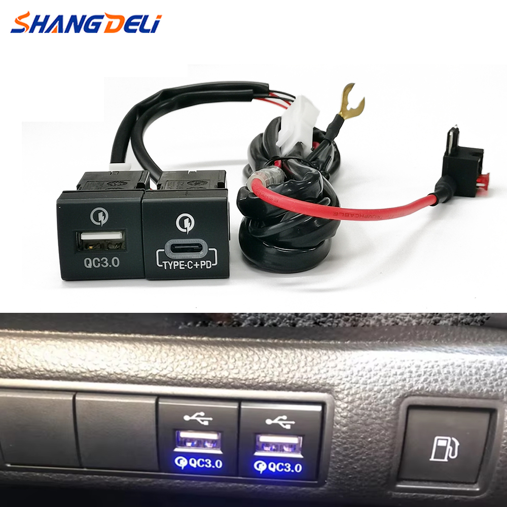Usb C Power Adapter - Luz azul para coche QC3.0 USB