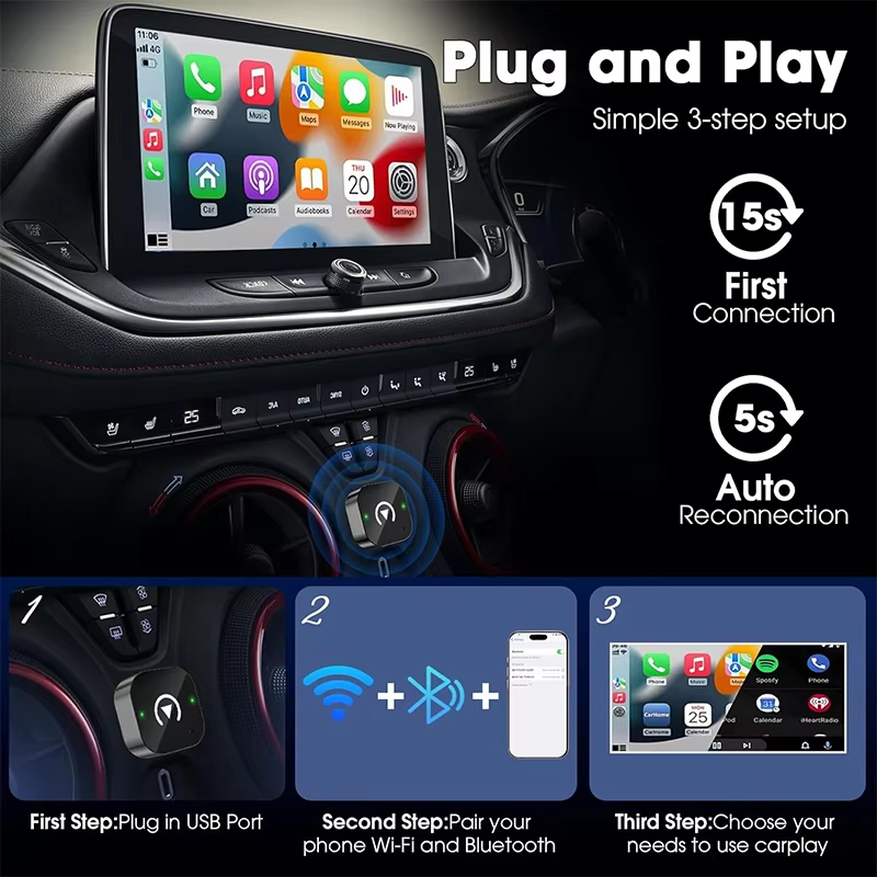 Adaptador Inalámbrico CarPlay  - Usb C Power Adapter reseña y precio