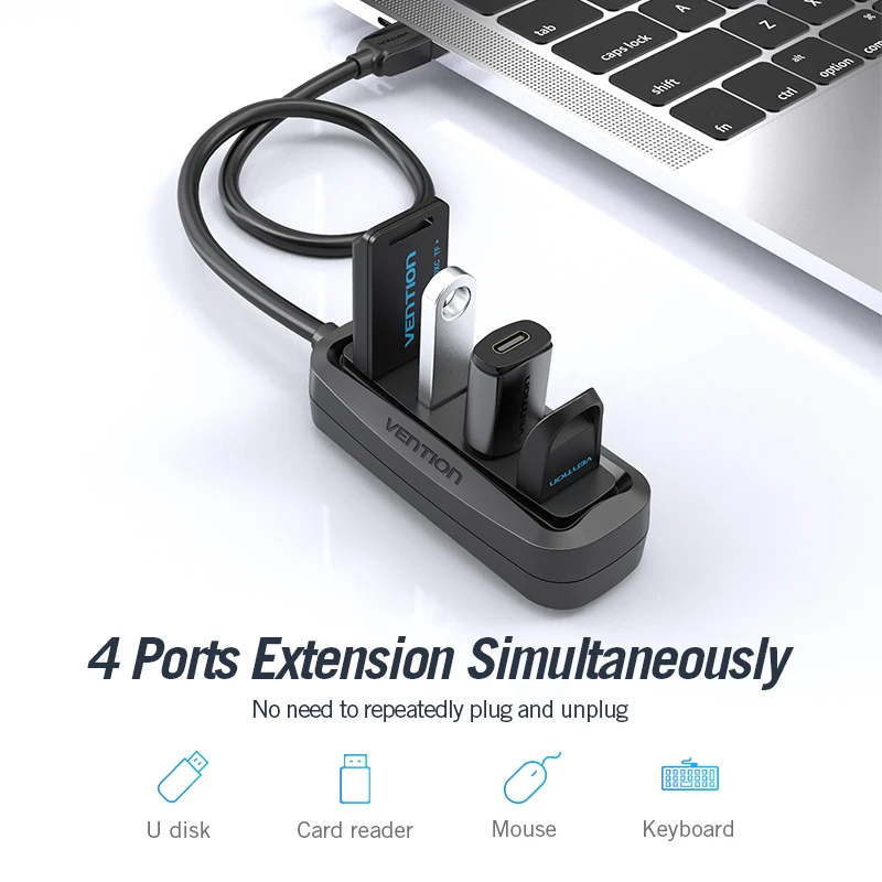 Vention USB 2,0 HUB de 4 puert - Laptop Accessories Box reseña y precio