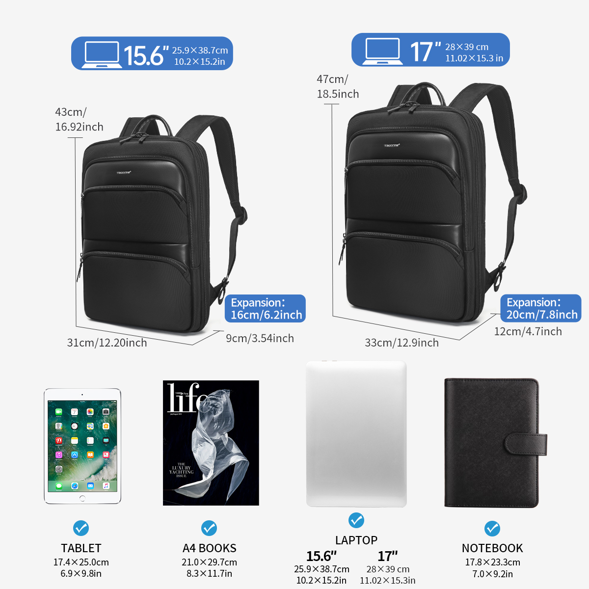Mochilas expandibles Tigernu p - Laptop Accessories Box reseña y precio