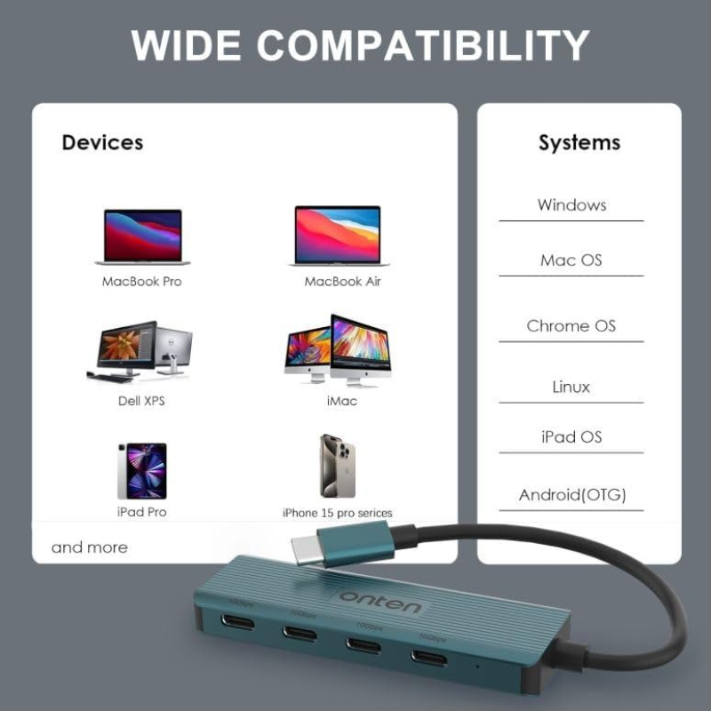 ONTEN USB C Hub 4 puertos 10Gb - Laptop Accessories Macbook reseña y precio