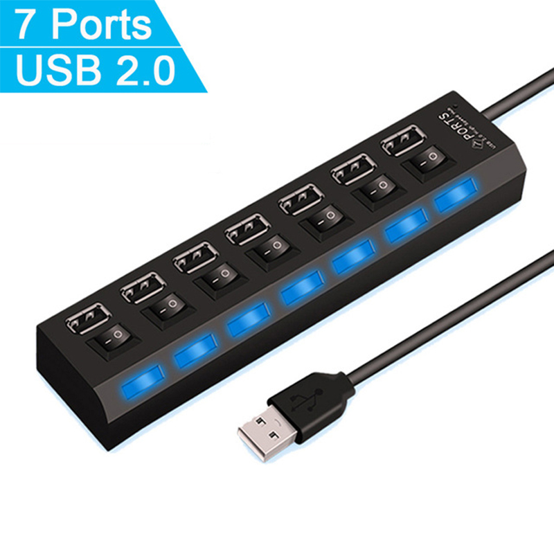 Divisor Hub USB 2,0 de 7 puert - Laptop Accessories For Office reseña y precio